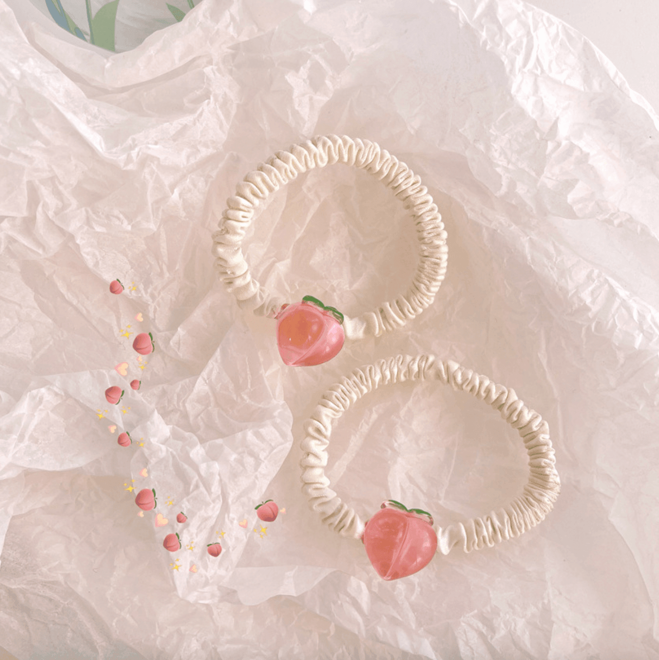 1 pcs Peach Hair Tie Hair Elastic Hair Band - Belle Rose Nails