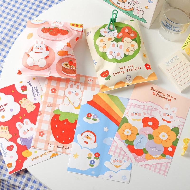 10pcs Cute Cartoon Plastic Strawberry Packaging Bags For Jewelry