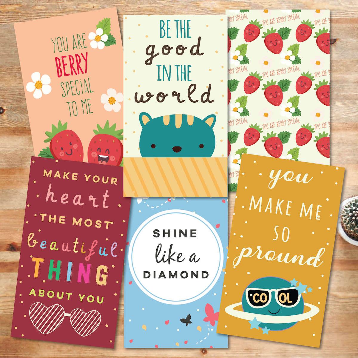 30 Pack Inspirational Motivational Lunch Box Notes Small Cards with Positive Quotes - Belle Rose Nails