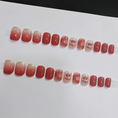 [2024 SALE] Fairy Land Roses Short Press On Nails