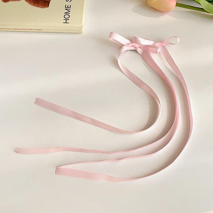 [AUTUMN SALE] 1 PCS Bowtie Long Ribbon Hair Clip - Belle Rose Nails