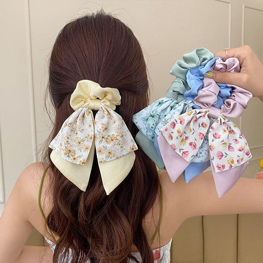 1 PCS Flower Design Hair Bow Scrunchie Hair Tie - Belle Rose Nails