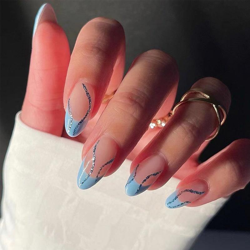 blue french nails