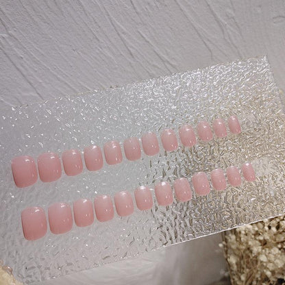 Light Petal Pink Pure Color Short Press-On Nails - Belle Rose Nails