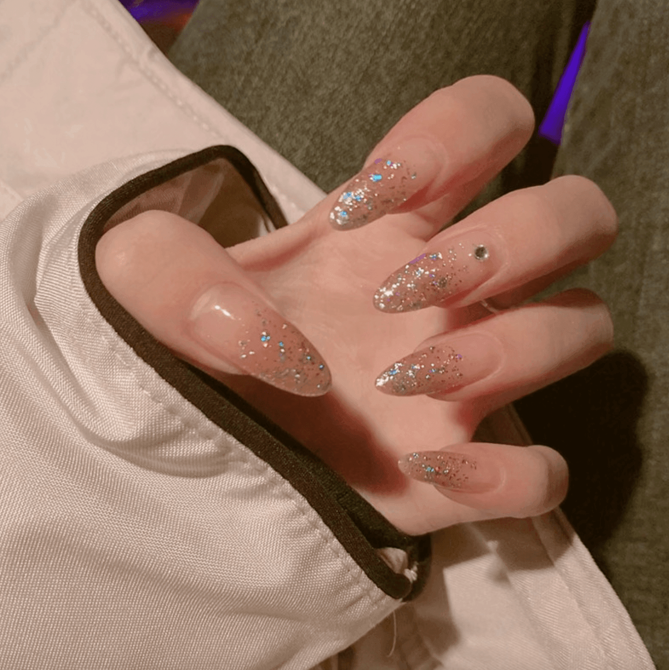 2025 Glamorous Almond Nails with Metallic Glitter