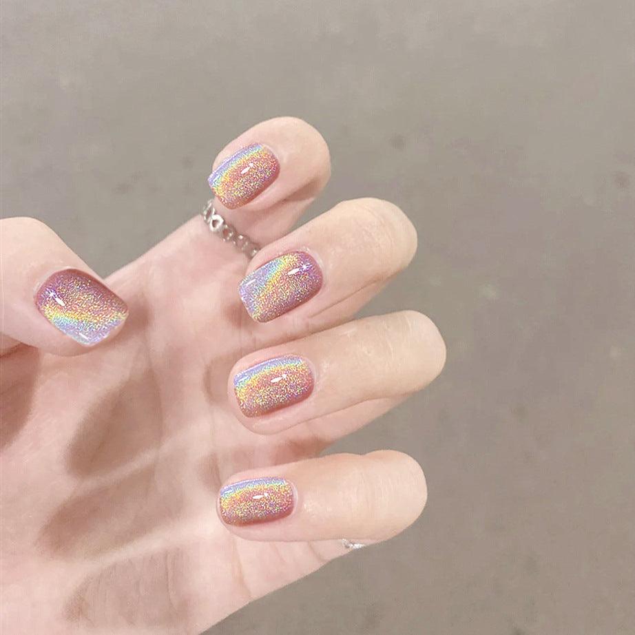 FULL SET GLITTERING] Gems Glitter Silver Starry Galaxy Short Press On –  Belle Rose Nails