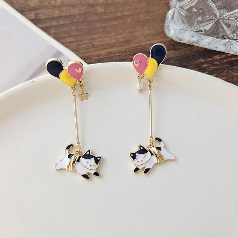 1 Pair Colorful Balloon Cat Earrings - Belle Rose Nails
