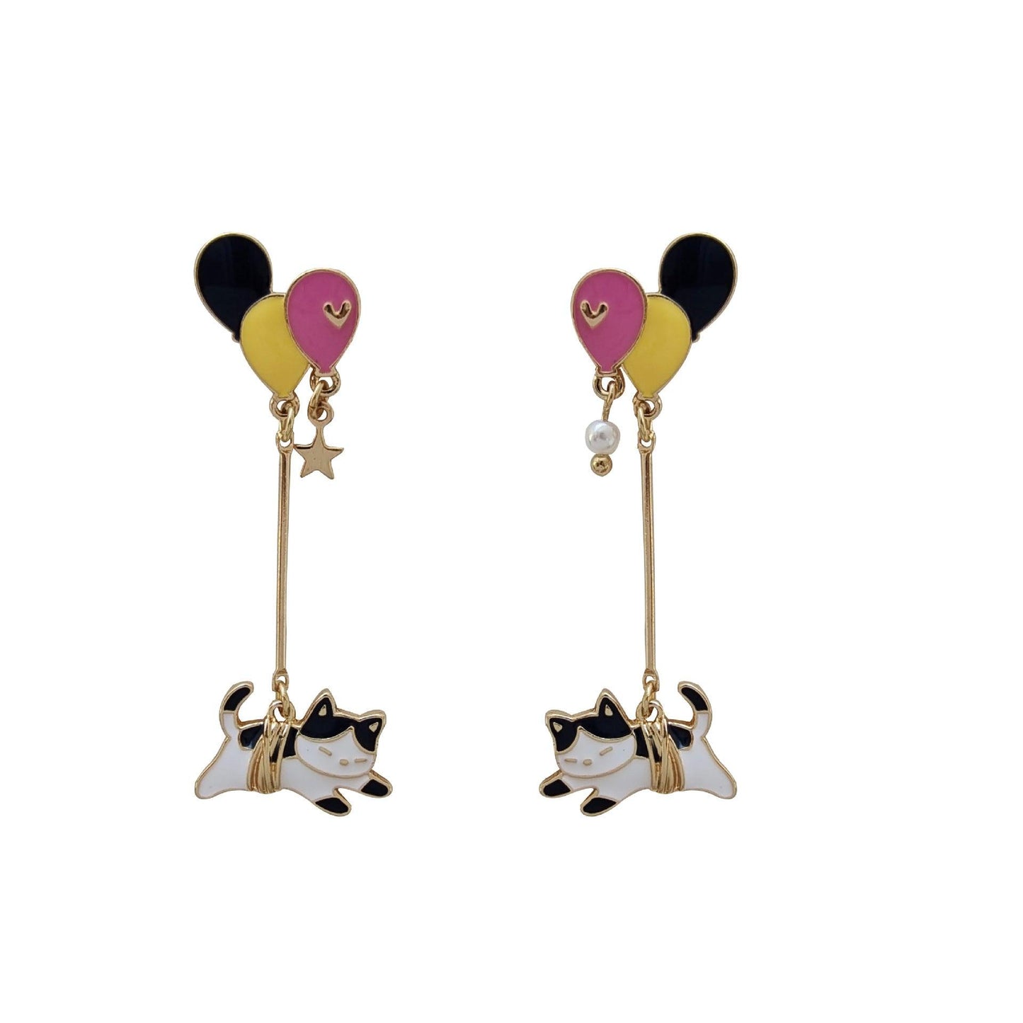1 Pair Colorful Balloon Cat Earrings - Belle Rose Nails