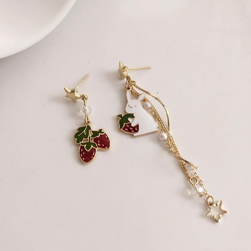 1 Pair Strawberry Bunny Earrings - Belle Rose Nails
