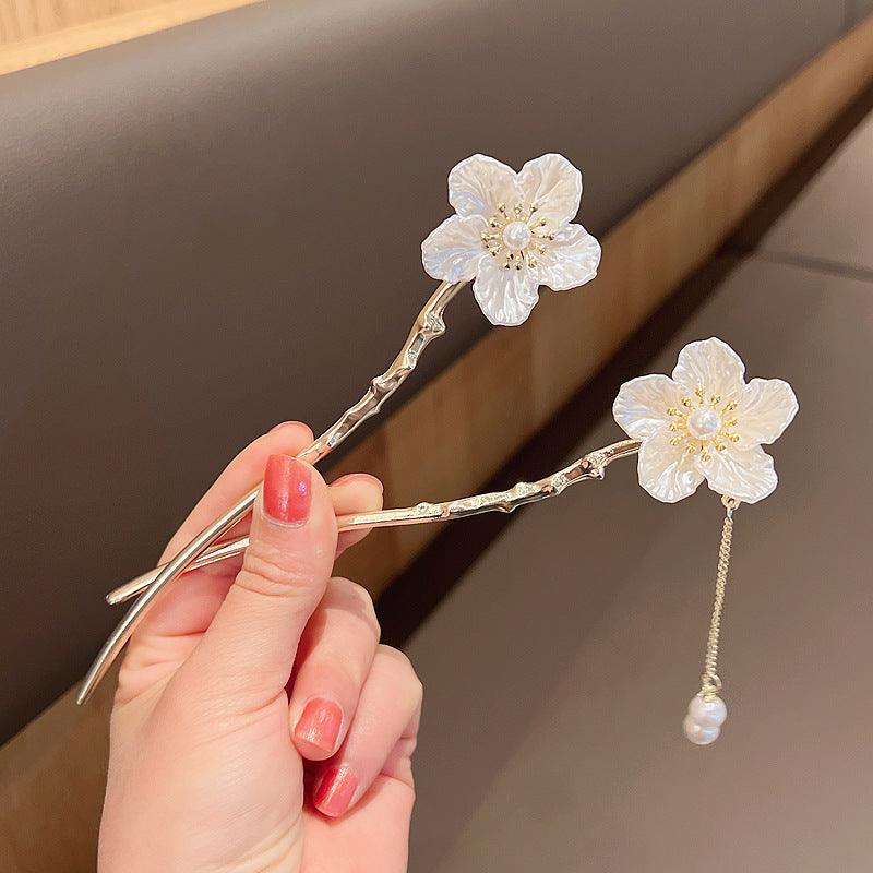 1 PCS Camellia Flower Hair Chopstick Hair Stick Updo Styling Tool - Belle Rose Nails