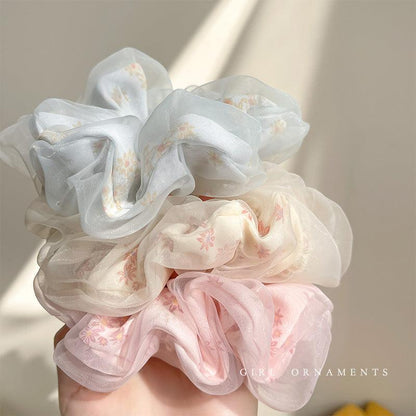 1 PCS Chiffon Lace Double Layer Flower Design Scrunchie Hair Tie - Belle Rose Nails