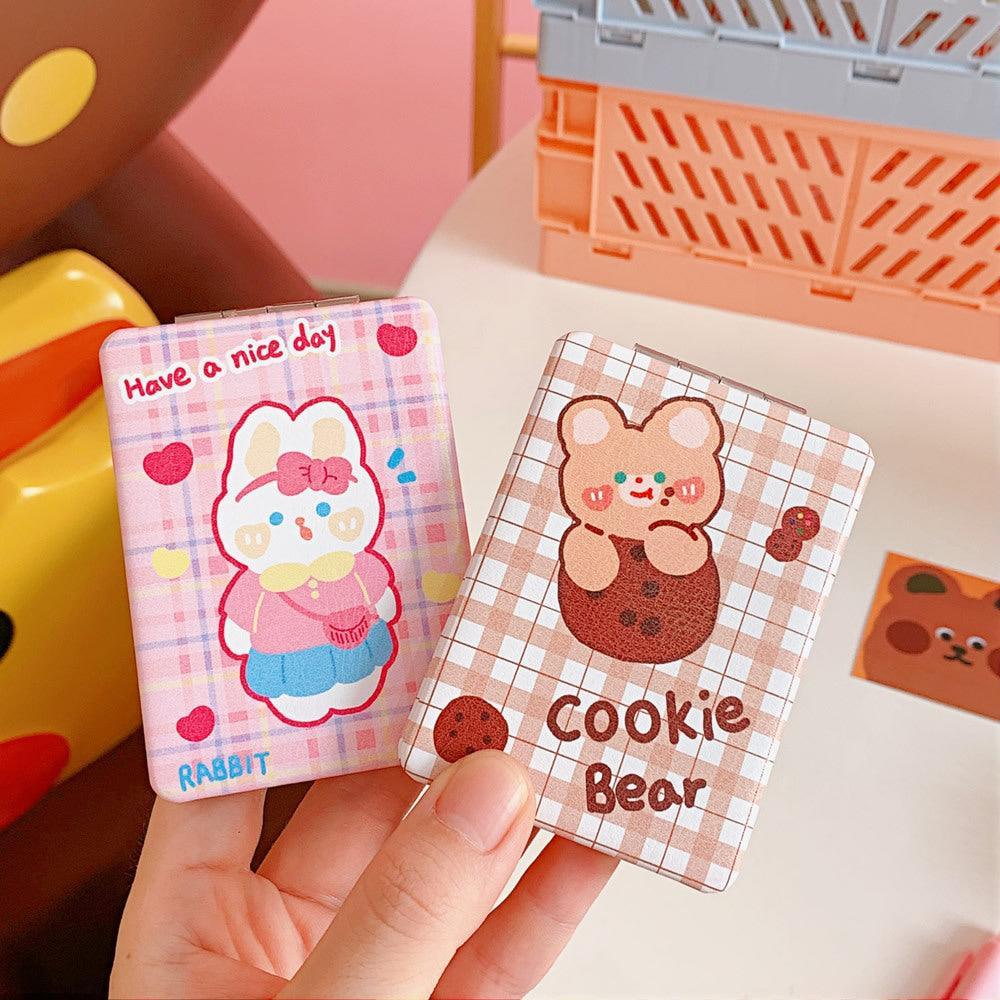 1 PCS Cute Kawaii Bunny and Bear Compact Double-Sided Mirror - Belle Rose Nails