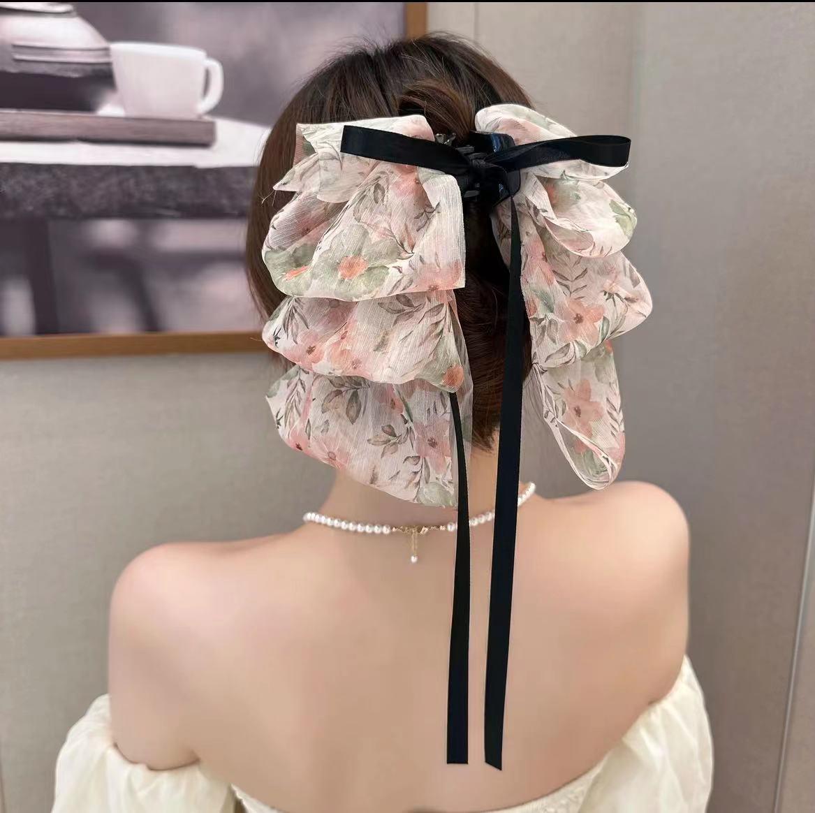 1 PCS Floral Design Beautiful Cloud Chiffon Hair Claw Clip - Belle Rose Nails