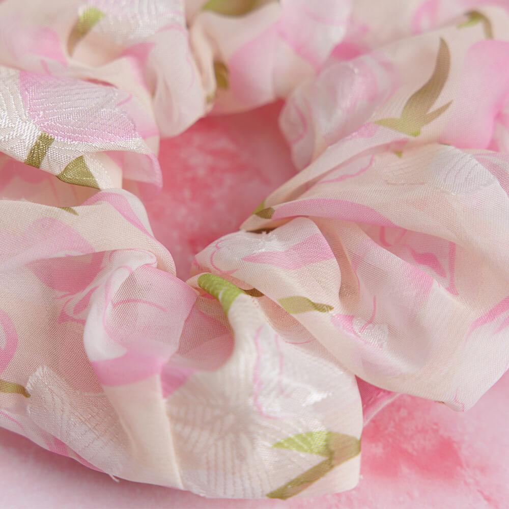 1 PCS Flower Blossom Soft Chiffon with Glitters Scrunchie - Belle Rose Nails