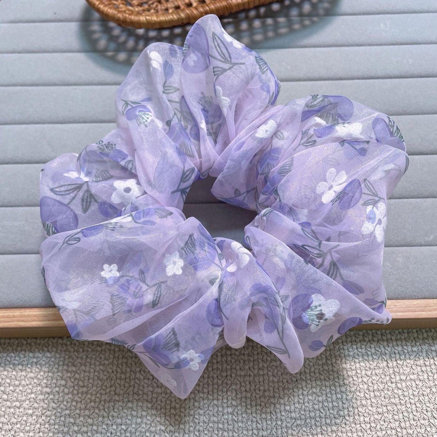 1 PCS Flower Design Extra Large Lace Scrunchie Hair Tie - Belle Rose Nails