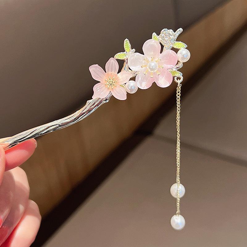 1 PCS Flower Design with Long Tassels Hair Chopstick Hair Stick Updo Styling Tool - Belle Rose Nails
