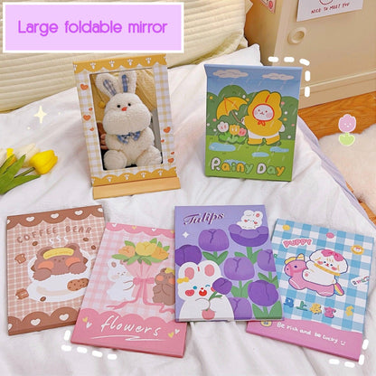 1 PCS Foldable Kawaii Cute Mirror with Stand- Bunny Rabbit ; Bear - Belle Rose Nails