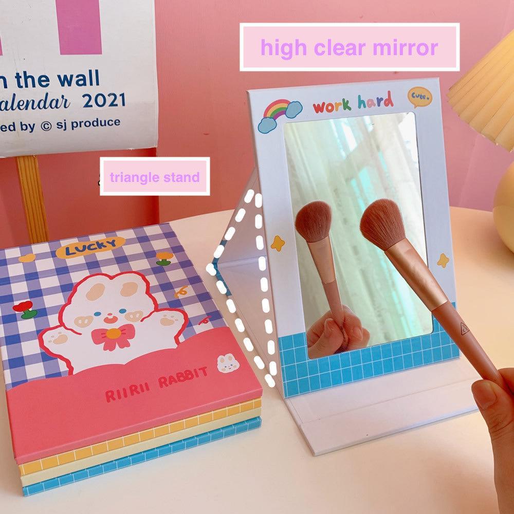 1 PCS Foldable Kawaii Cute Mirror with Stand- Bunny; Bear - Belle Rose Nails