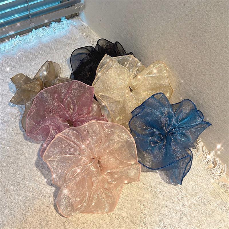1 PCS Glittering Chiffon Lace Pure Color Large Scrunchie - Belle Rose Nails