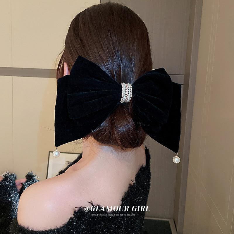 Black Velvet Bow Clip - GUCCI Pearl Charm – locusthillco