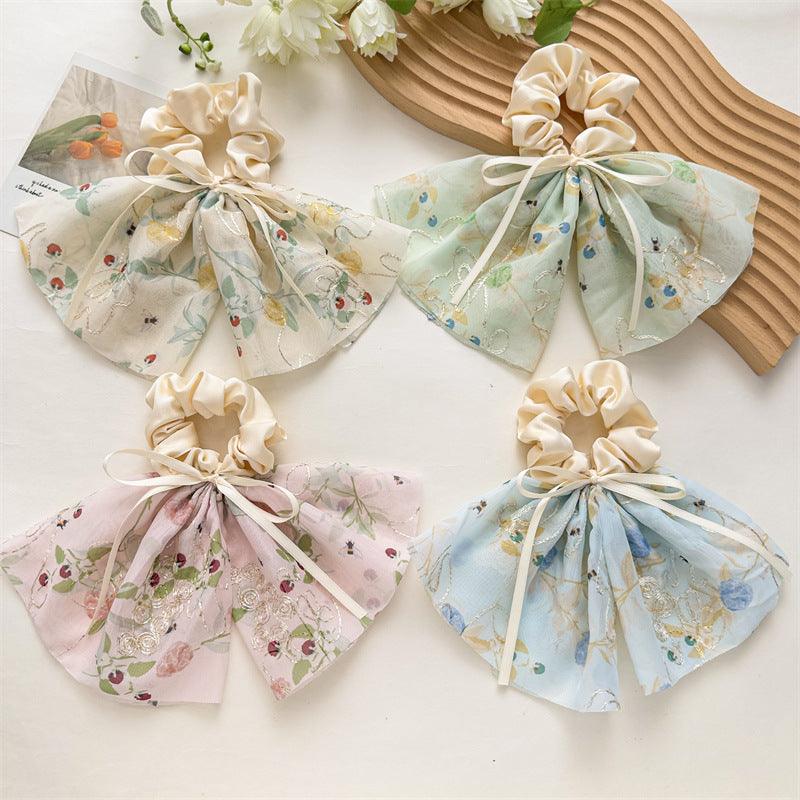 PCS Multi Layer Embroidery Flowers Bowtie Hair Bow Ribbon