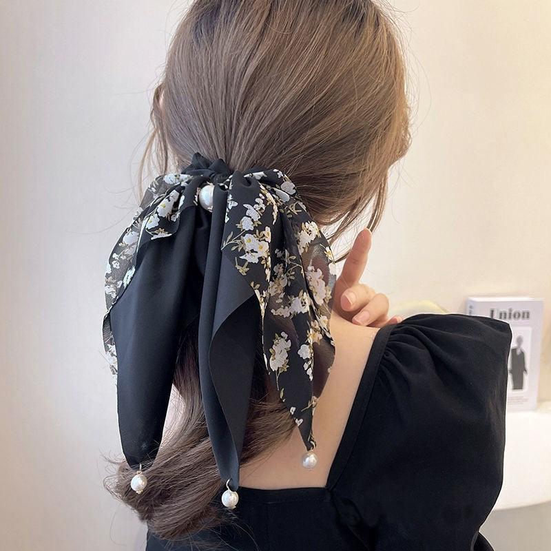 1 PCS Multi Layer Floral Ribbon Scrunchie Hair Tie - Belle Rose Nails