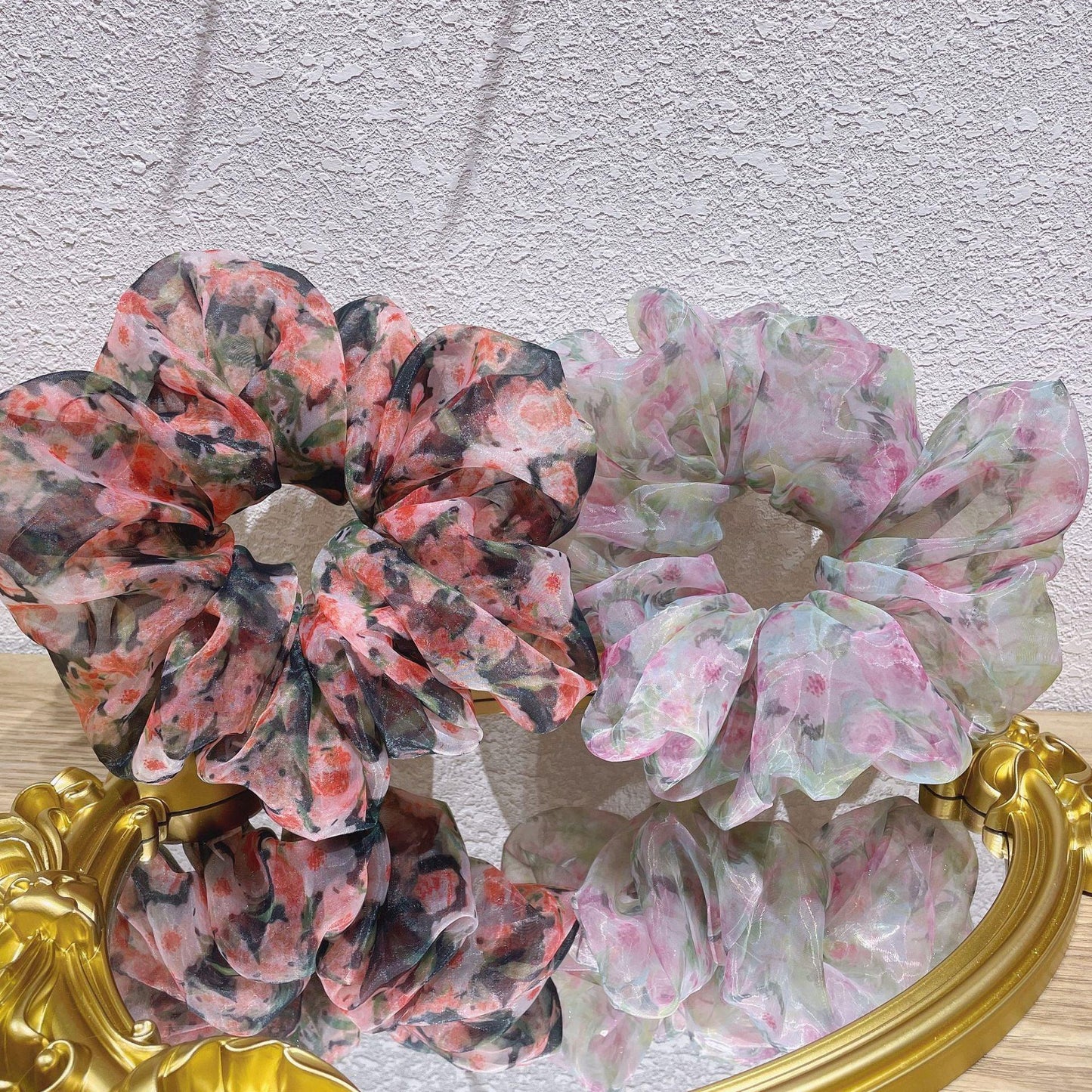 1 PCS Oil Painting Mountain Flowers Extra Large Scrunchie - Belle Rose Nails