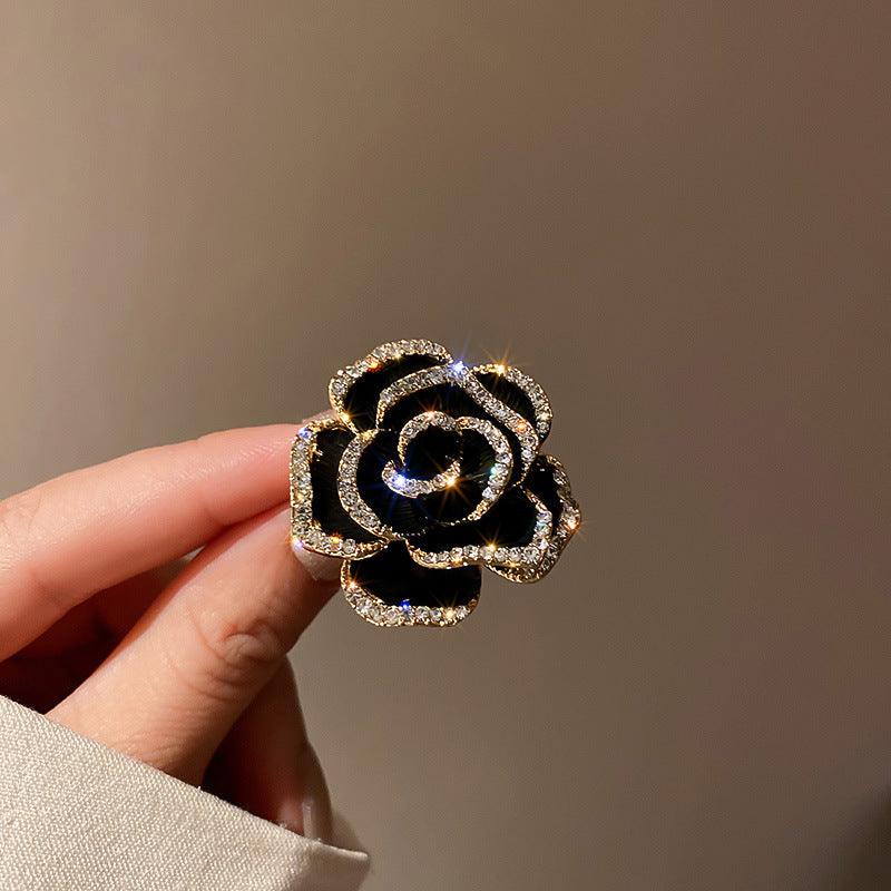 1pc Elegant & Luxurious Vacation Style Camellia Flower Brooch In Enamel &  Rhinestone With Dropping Oil For Holiday Party