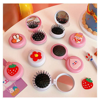 1 PCS Travel Portable Paddle Hair Brush and Mirror-Various designs - Belle Rose Nails