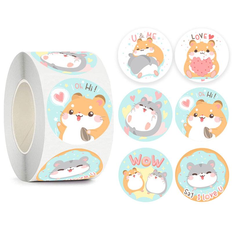 1 Roll Cute Hamster/Chipmunk Stickers, 1 inch, 500 pcs - Belle Rose Nails