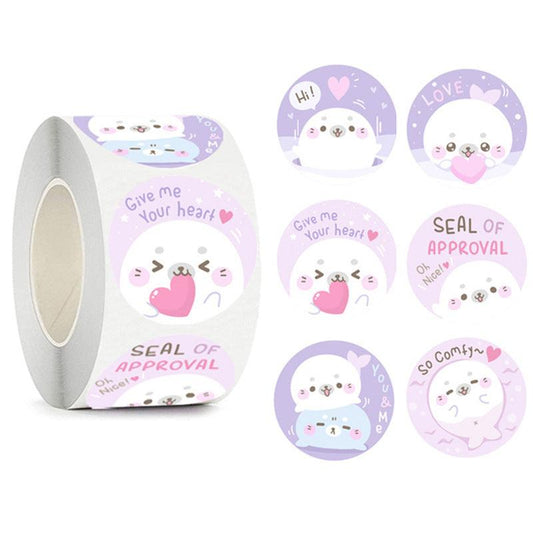 1 Roll Cute Sea Seal Stickers, 1 inch, 500 pcs - Belle Rose Nails