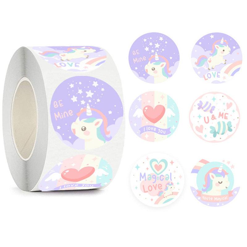 1 Roll of Magical Unicorn Stickers, 1 inch, 500pcs - Belle Rose Nails