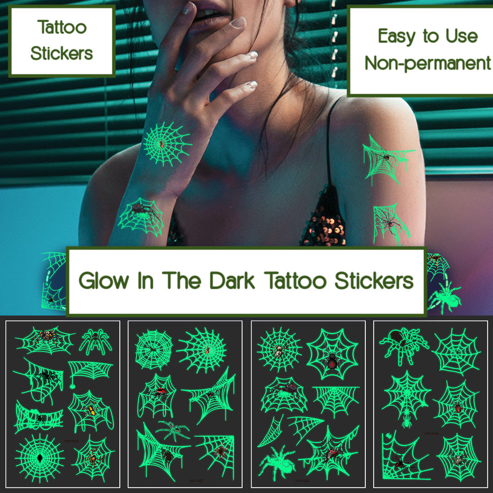 [Halloween 2023] 10 Sheets Glow In The Dark Tattoo Stickers