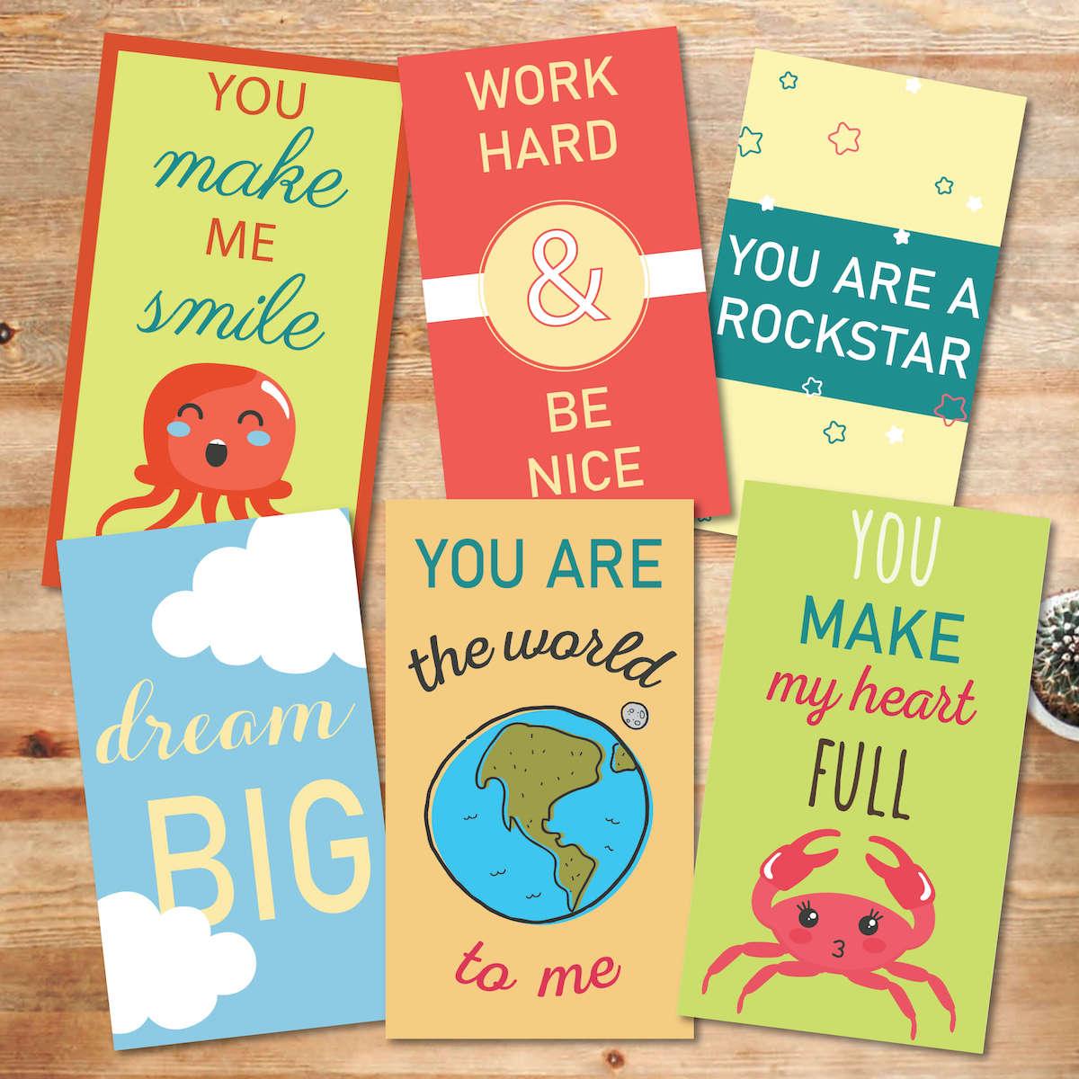 30 Pack Inspirational Motivational Lunch Box Notes Small Cards