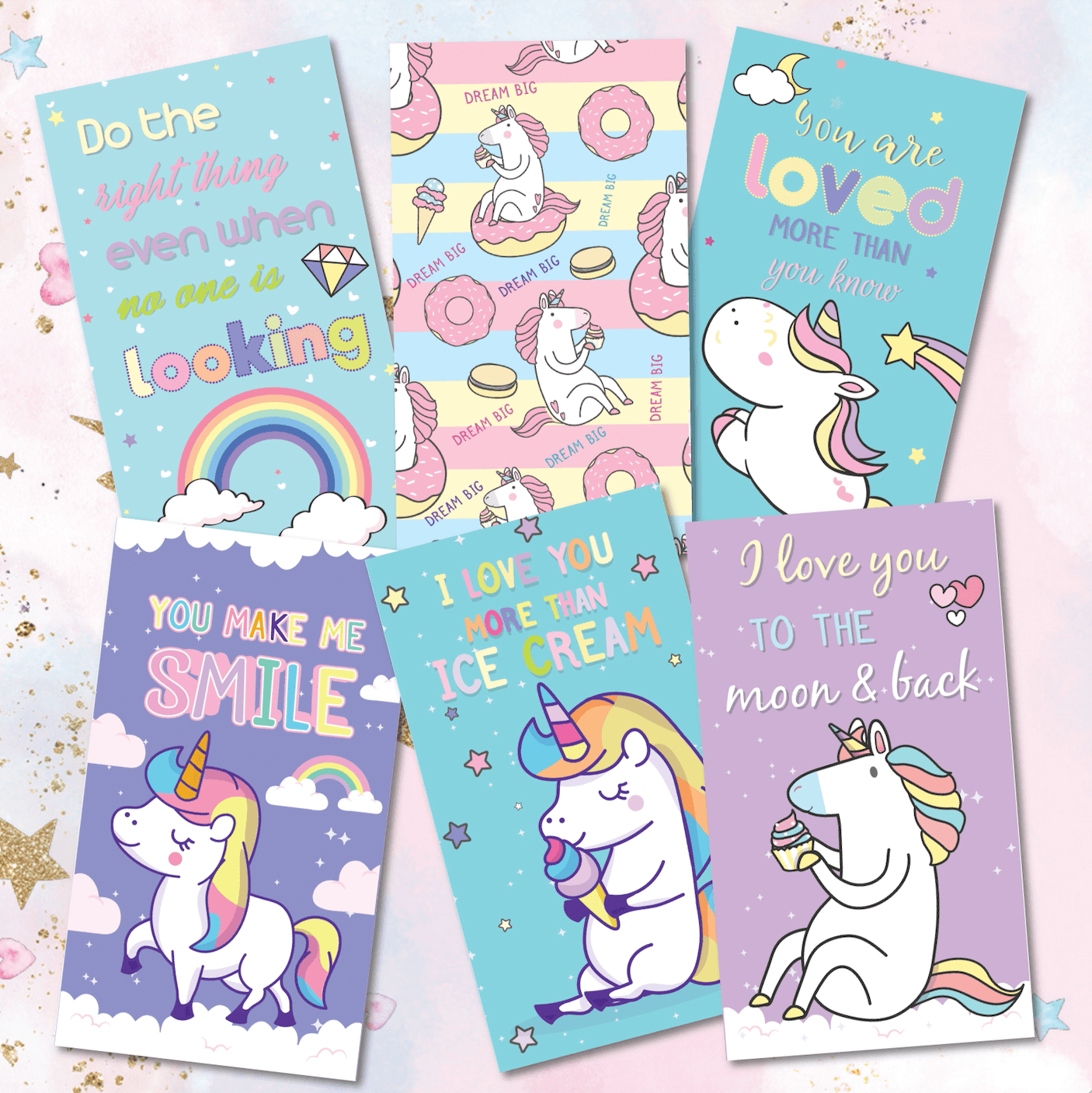 30 Pack Unicorn Theme Lunch Box Notes Love Notes Motivational Positive Cards - Belle Rose Nails