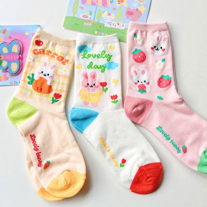 [HAPPY SCOOP] 1 Scoop of Funny/Floral/Animals/Cute/Painting-Inspired/Boho/Kawaii Styles Medium Length Cotton Socks