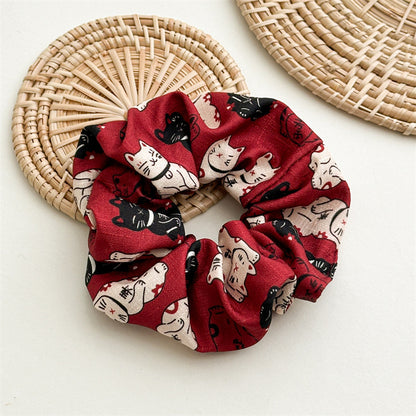 1 PCS Fortune Cat Good Fortune Lucky Cat Scrunchies Hair Tie