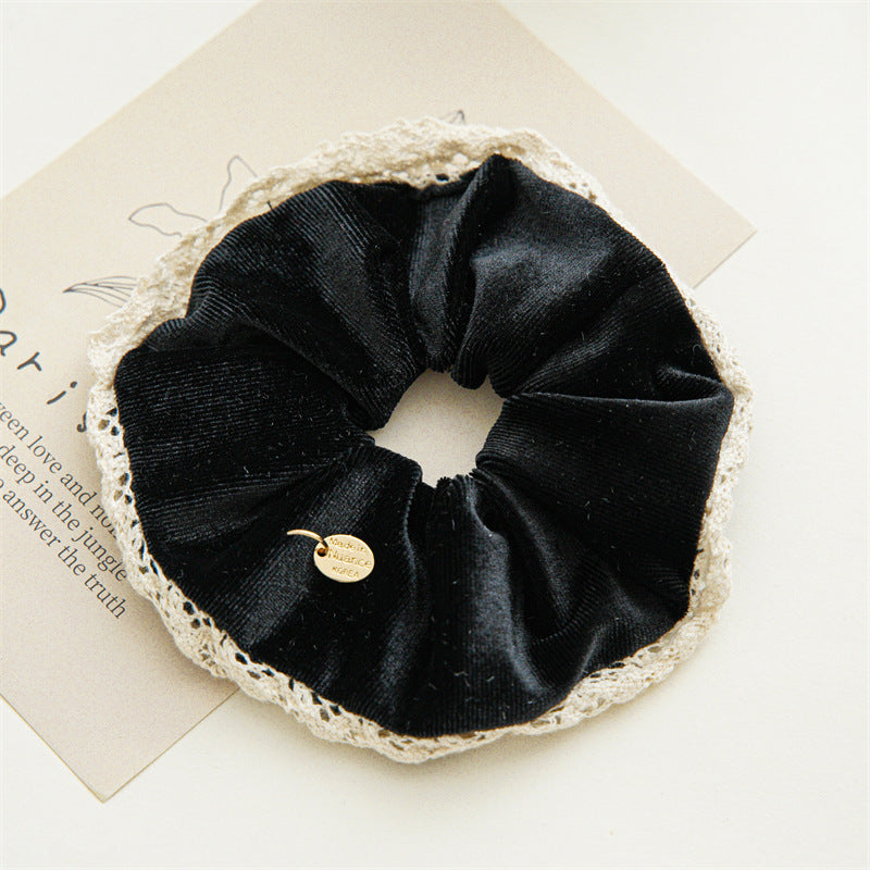 1 PCS Velvet and Lace Vintage Style French Romantic Scrunchies Hair Tie