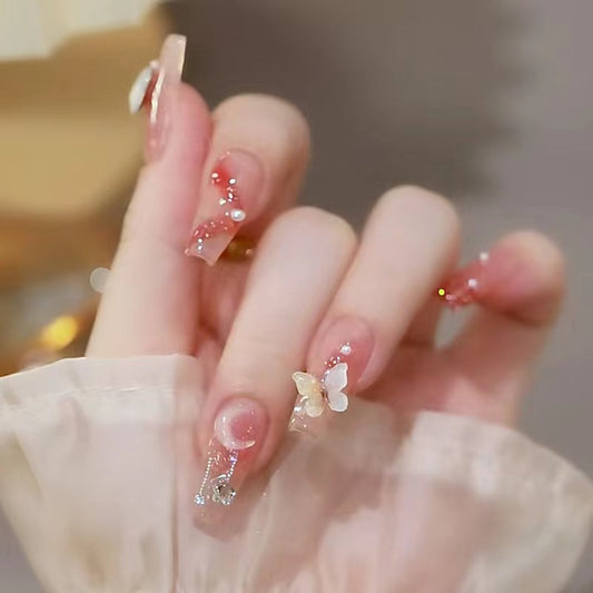 Moon Star Butterfly Fairy Long Press On Nails