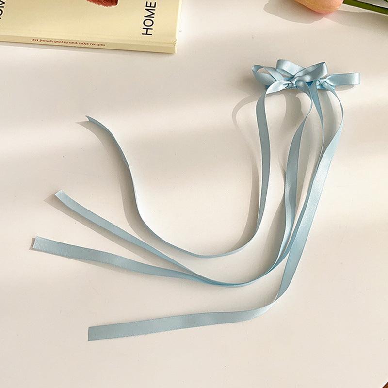 [AUTUMN SALE] 1 PCS Bowtie Long Ribbon Hair Clip - Belle Rose Nails