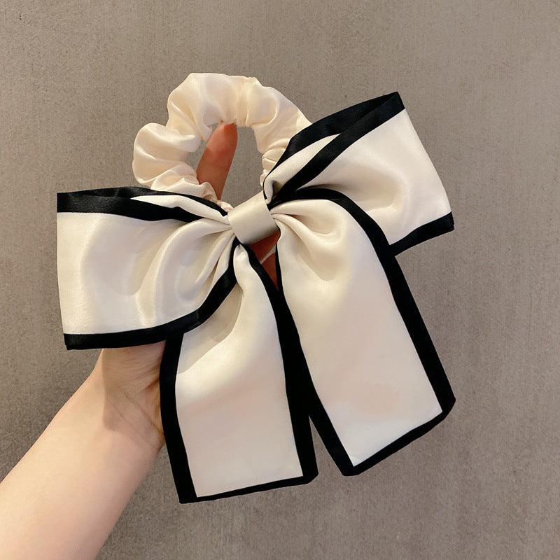 [AUTUMN SALE] 1 PCS Elegant Black and White Bowtie Hair Tie Scrunchie Hair Bow - Belle Rose Nails