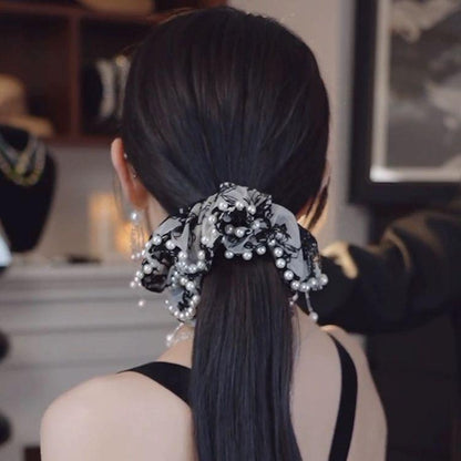 [AUTUMN SALE] 1 PCS Extra Large Retro Embroidery Flower Scrunchie Hair Tie - Belle Rose Nails
