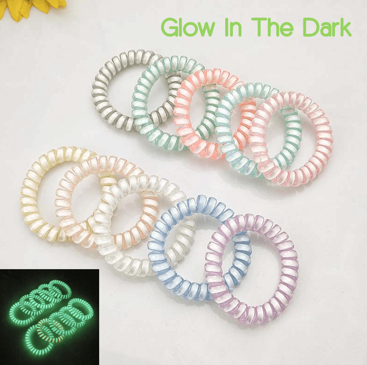 [AUTUMN SALE] 1 PCS Glow In The Dark Mermaid Glittering Coil Hair Tie - Belle Rose Nails