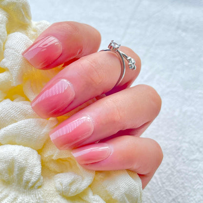 [AUTUMN SALE] Cherry Blossom Pink Blush Ombre Medium Short Press On Nails - Belle Rose Nails