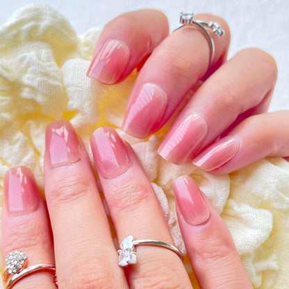 [AUTUMN SALE] Cherry Blossom Pink Blush Ombre Medium Short Press On Nails - Belle Rose Nails