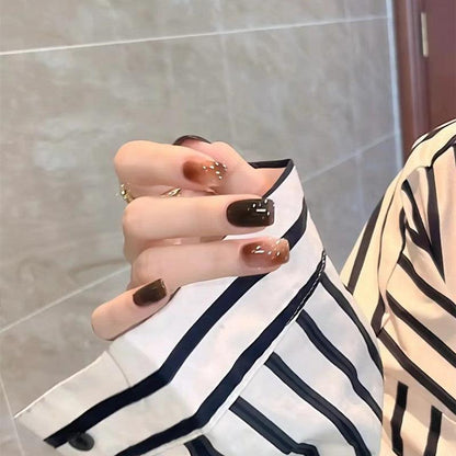Coffee and Amber Brown Ombre Press-On Nails - Belle Rose Nails