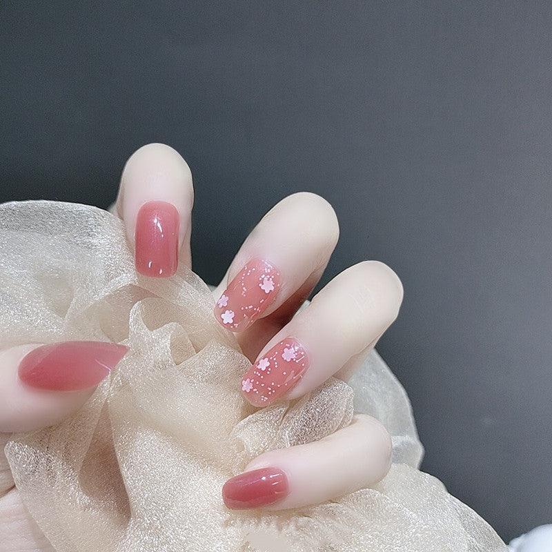 Jelly Floral Pink Sweet Flowers Press-On Nails - Belle Rose Nails