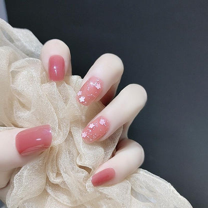 Jelly Floral Pink Sweet Flowers Press-On Nails - Belle Rose Nails