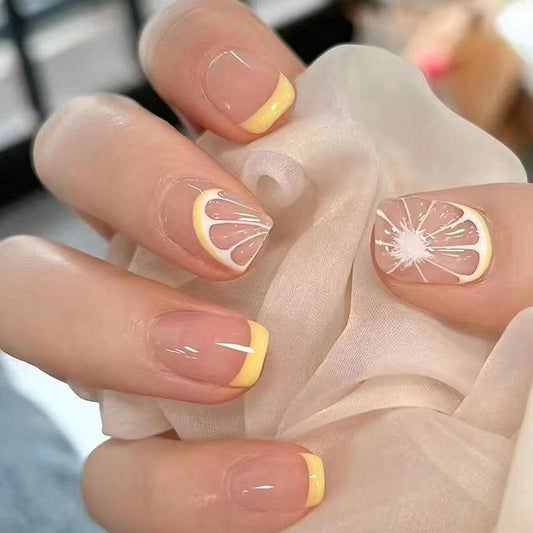 Lemon Yellow French Short Press-On Nails - Belle Rose Nails
