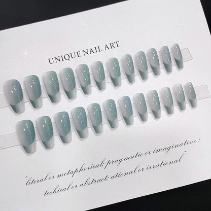 [SPRING MEGA SALE] Light Blue Double French Style Ombre Medium Long Press-On Nails - Belle Rose Nails